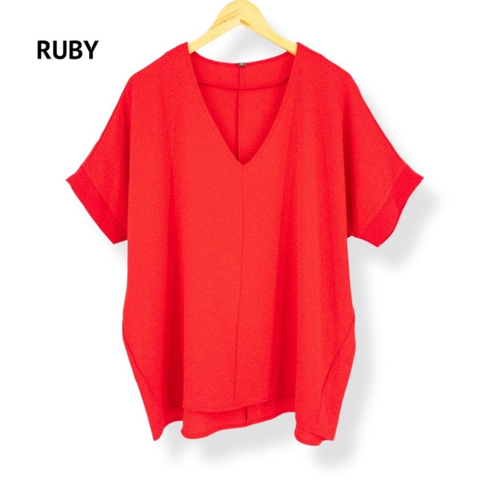 Zenana Ruby Red Boxy Blouse Dolman Airflow
